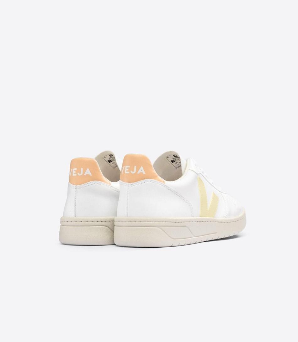 Adults Veja V-10 Cwl Sun Peach Vegan Blanche Orange Corail | ZFRMJ53254