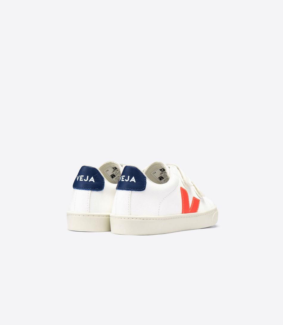 Kids Veja Esplar Chromefree Cuir Fluo Cobalt Outlet Blanche Orange Bleu Foncé | FFRHY56129