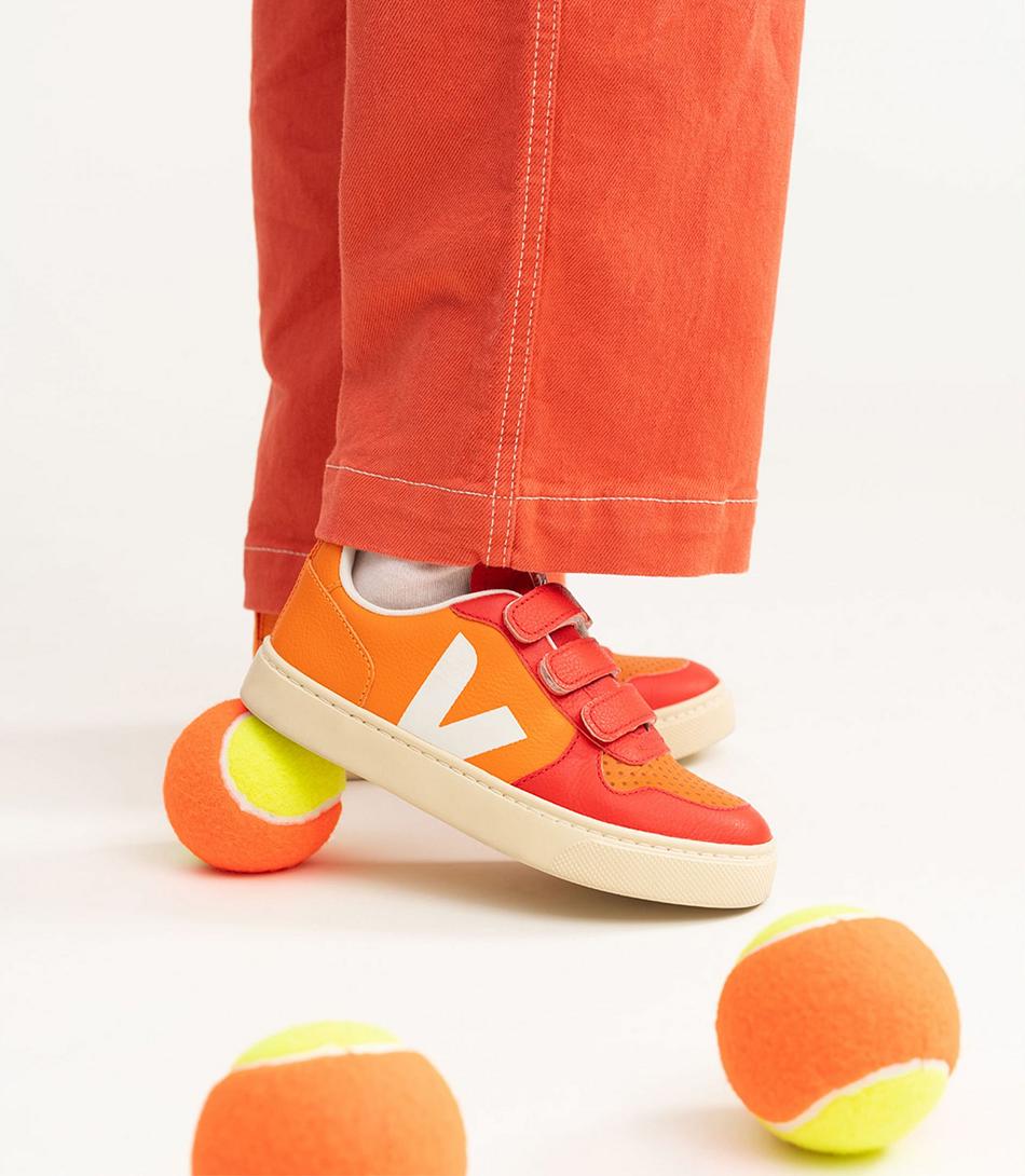 V-10 Veja Chromefree Cuir Tao Orange Enfant Orange | TFRPQ55071