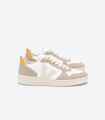 Adults Veja V-10 Chromefree Cuir Sahara Ouro Outlet Blanche | GFRUC91483