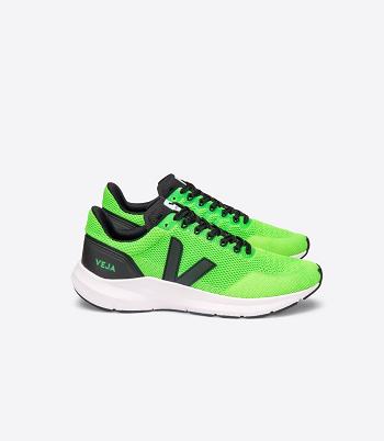Chaussures Running Route Veja Marlin V-knit Vert Fluo Sneakers Noir | FFRHY78073