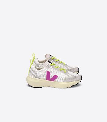 Kids Veja Canary Elastic Laces Ultraviolet Outlet Blanche | SFRNY10221
