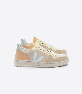 V-10 Veja Daim Sable Menthol Multico Femme Beige Blanche | QFRWA44090